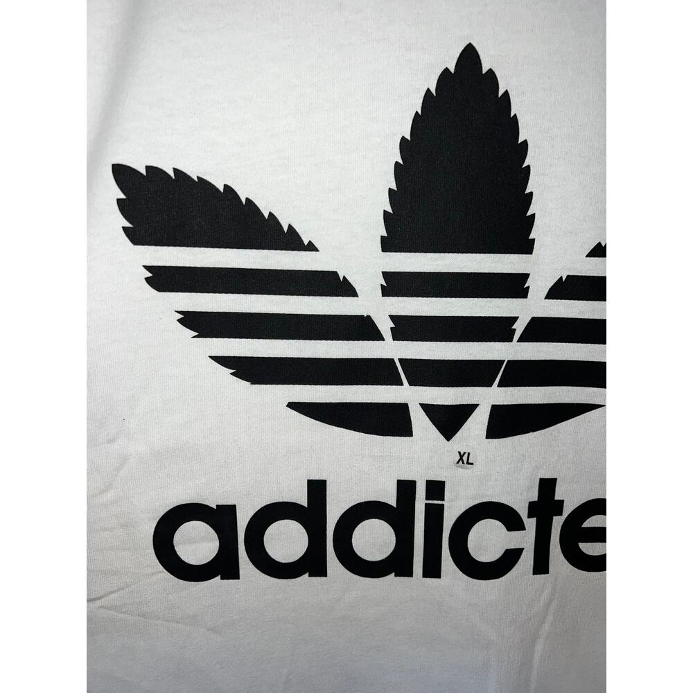 Y2K Addicted Adidas Weed Marijuana Smoke White Graphic Shirt 2000s M Medium - Picture 3 of 9